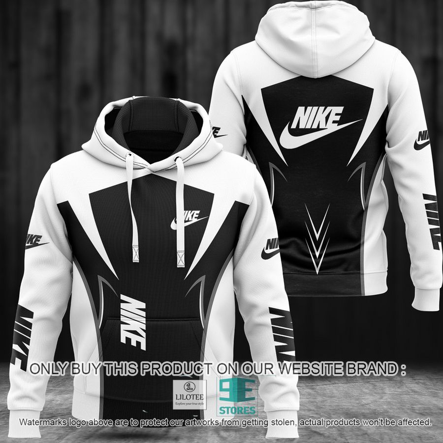 Nike White and Black 3D All Over Print Hoodie 9