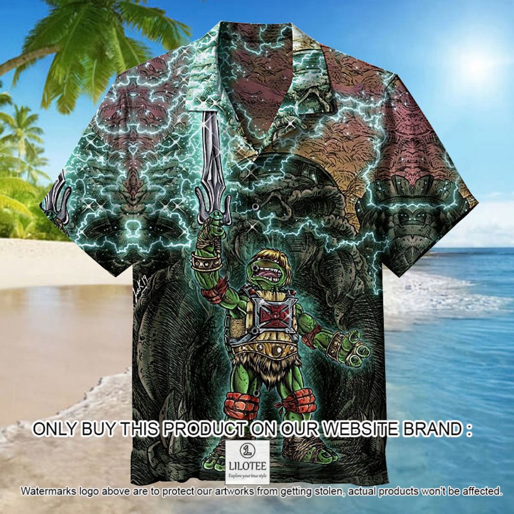 Ninja Turtle He-Man League Sword Pattern Short Sleeve Hawaiian Shirt - LIMITED EDITION 13