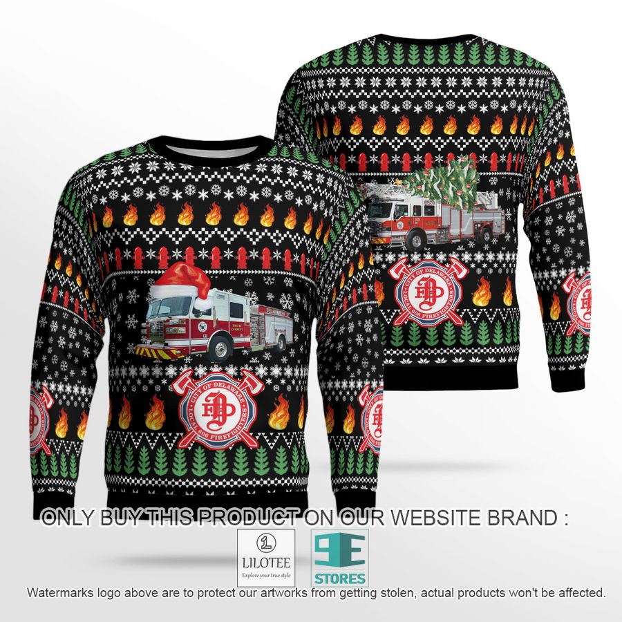 Ohio City Of Delaware Fire Department Christmas Sweater - LIMITED EDITION 18
