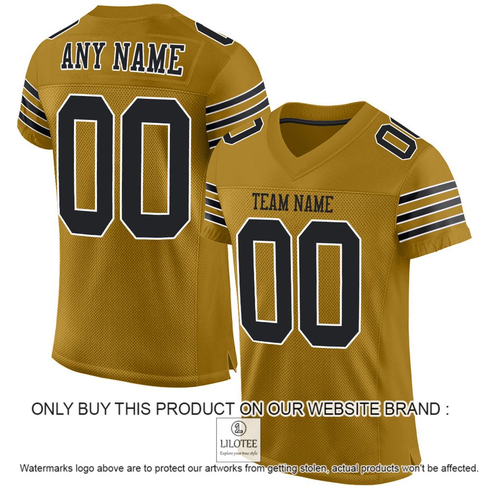 Old Gold Black-White Mesh Authentic Personalized Football Jersey - LIMITED EDITION 11