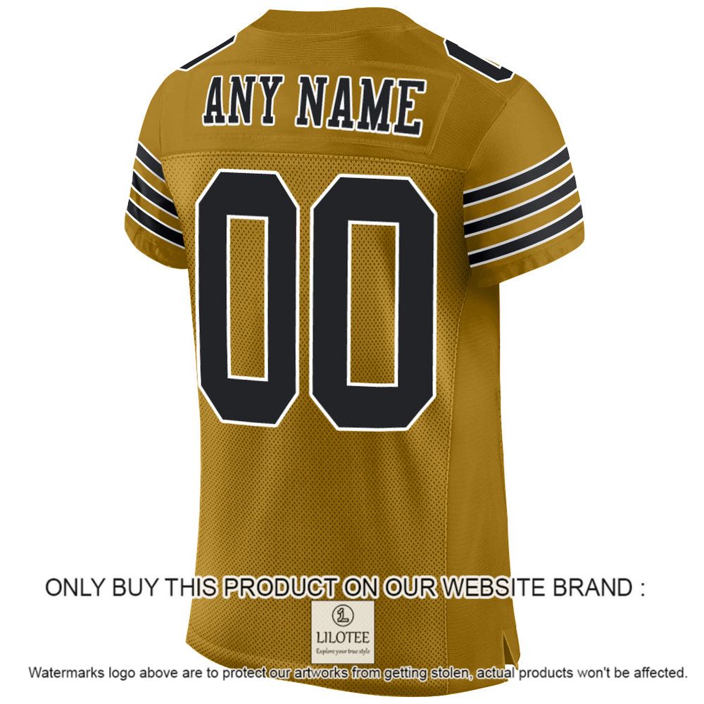 Old Gold Black-White Mesh Authentic Personalized Football Jersey - LIMITED EDITION 3 Old Gold Black-White Mesh Authentic Personalized Football Jersey - LIMITED EDITION - Image 3