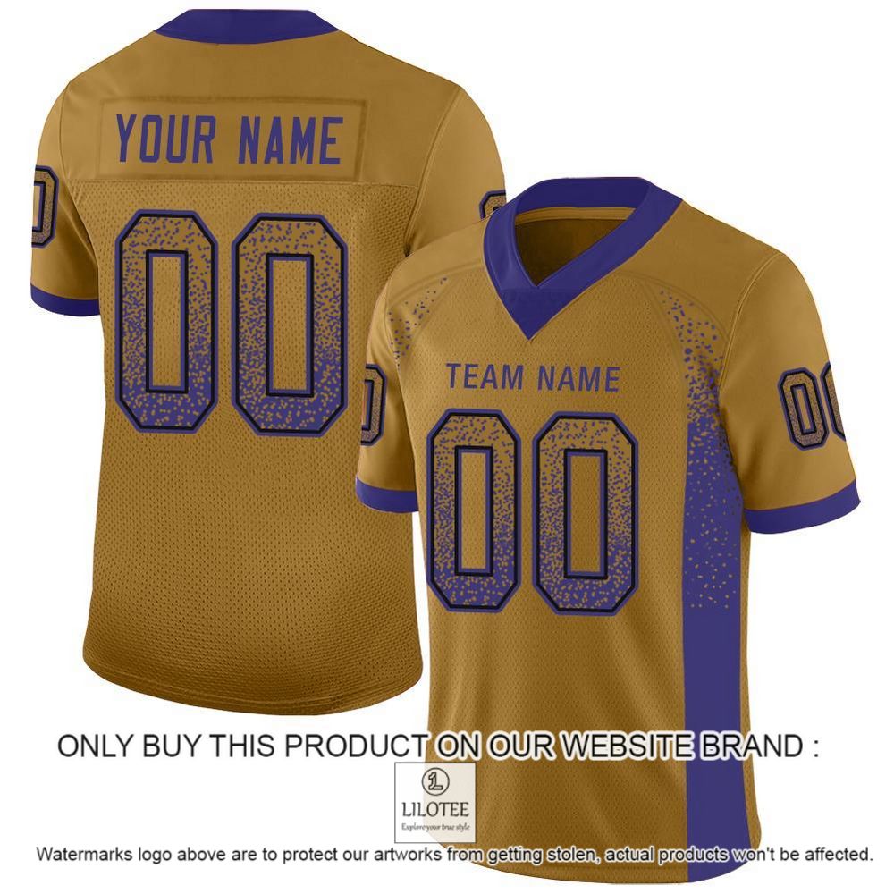 Old Gold Purple-Black Mesh Drift Fashion Personalized Football Jersey - LIMITED EDITION 10