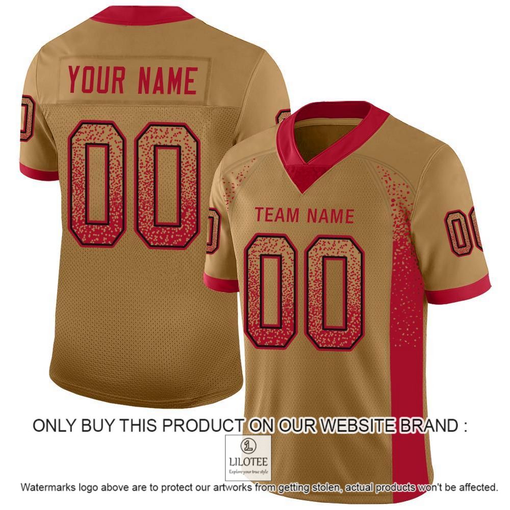 Old Gold Red-Black Mesh Drift Fashion Personalized Football Jersey - LIMITED EDITION 10