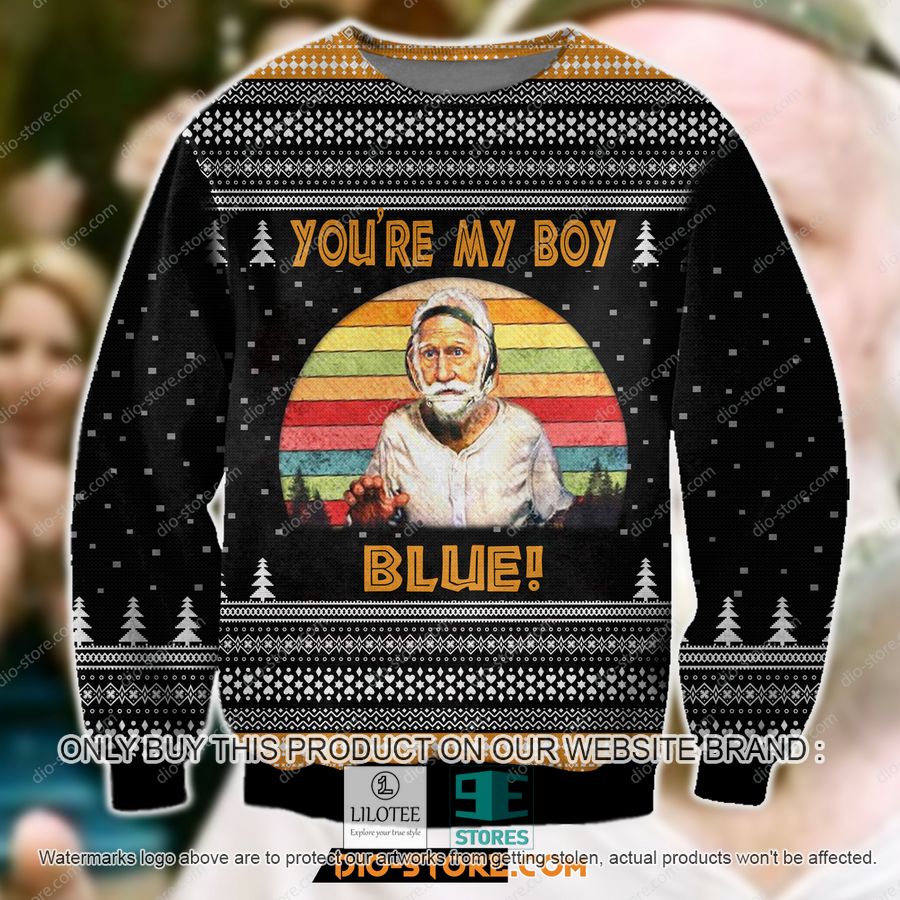 Old School Patrick Cranshaw You'Re My Boy Blue Knitted Wool Sweater - LIMITED EDITION 8