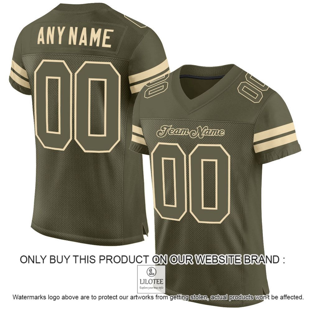 Olive Olive-Cream Mesh Authentic Salute To Service Personalized Football Jersey - LIMITED EDITION 11