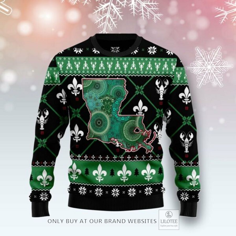 Louisiana Usa Symbols Pattern Ugly Christmas Sweatshirt 7
