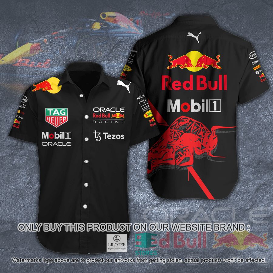 Oracle Red Bull Racing Tezos Mobil 1 Black Hawaiian Shirt 9