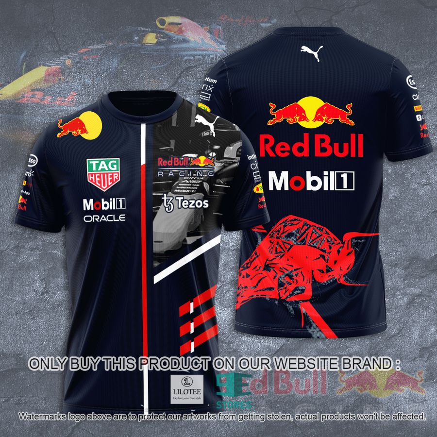 Oracle Red Bull Racing Tezos Mobil 1 Navy 3D T-Shirt 8