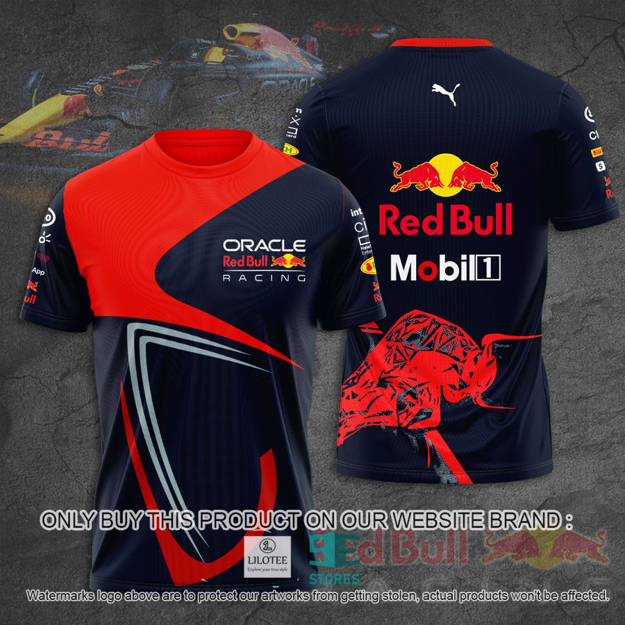 Oracle Red Bull Racing Tezos Mobil 1 Red 3D T-Shirt 9