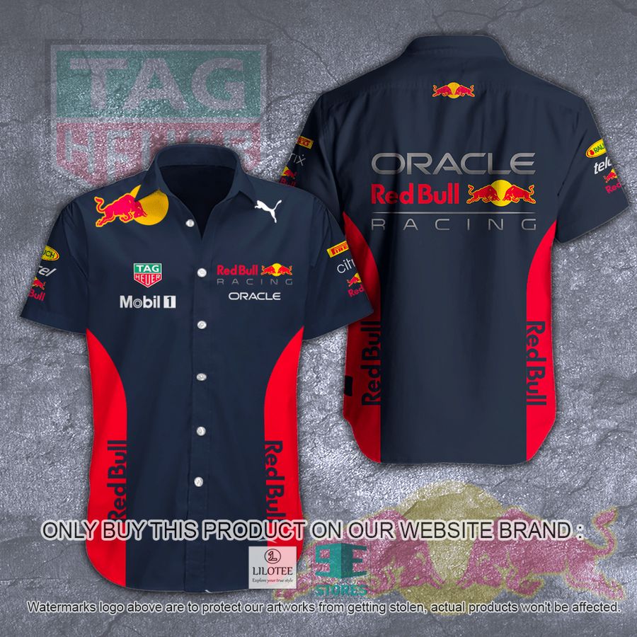 Oracle Red Bull Racing Tezos Mobil 1 Red Navy Hawaiian Shirt 9