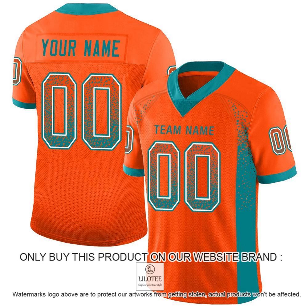 Orange Aqua-White Mesh Drift Fashion Personalized Football Jersey - LIMITED EDITION 8