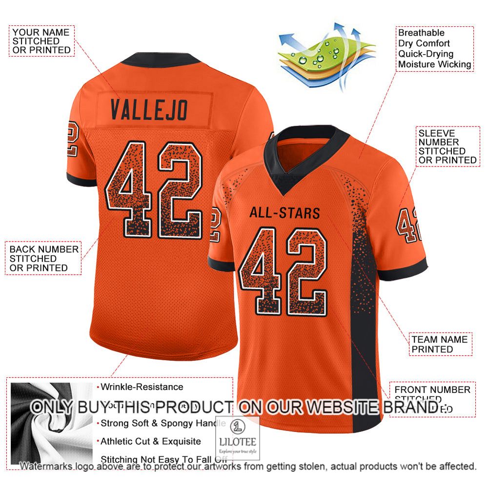Orange Black-White Mesh Drift Fashion Personalized Football Jersey - LIMITED EDITION 3 Orange Black-White Mesh Drift Fashion Personalized Football Jersey - LIMITED EDITION - Image 3