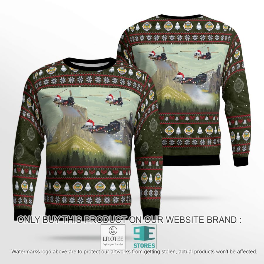 Orange County Fire Authority Boeing CH-47D Chinook Helicopter Christmas Sweater - LIMITED EDITION 18