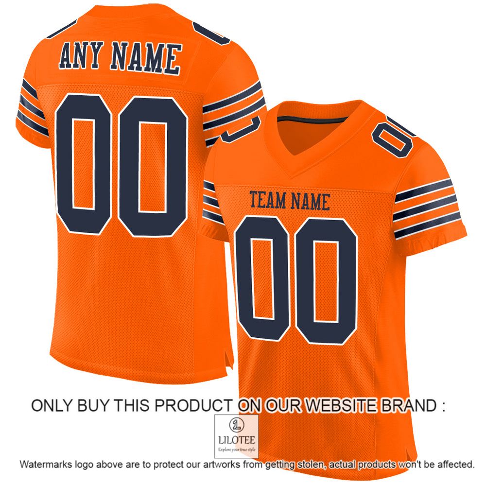Orange Navy-White Color Mesh Authentic Personalized Football Jersey - LIMITED EDITION 11
