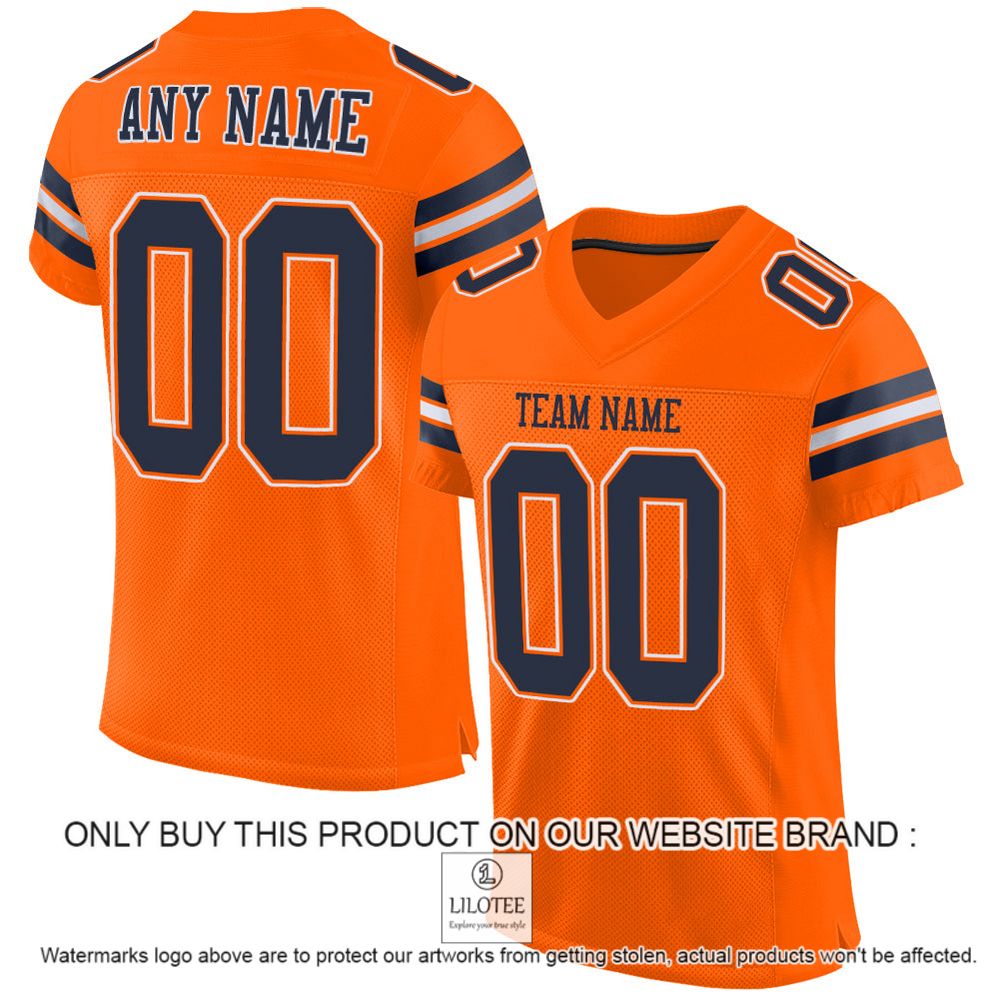 Orange Navy-White Mesh Authentic Personalized Football Jersey - LIMITED EDITION 11