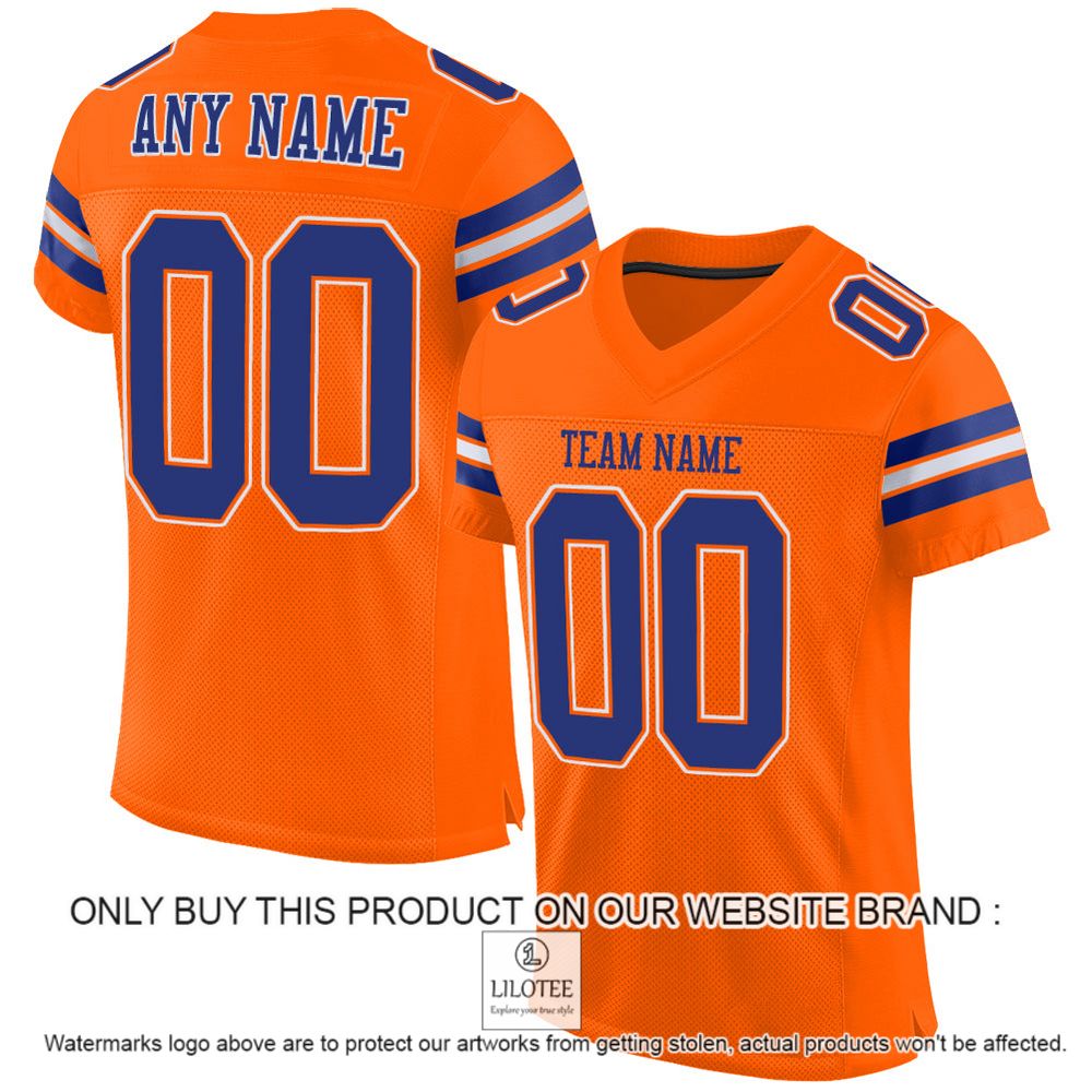 Orange Royal-White Color Mesh Authentic Personalized Football Jersey - LIMITED EDITION 11