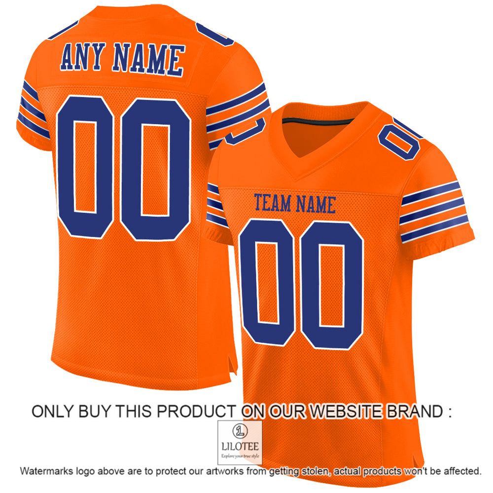 Orange Royal-White Mesh Authentic Personalized Football Jersey - LIMITED EDITION 10