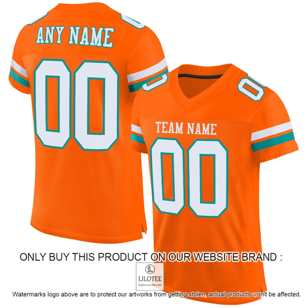 Orange White-Aqua Mesh Authentic Personalized Football Jersey - LIMITED EDITION 10
