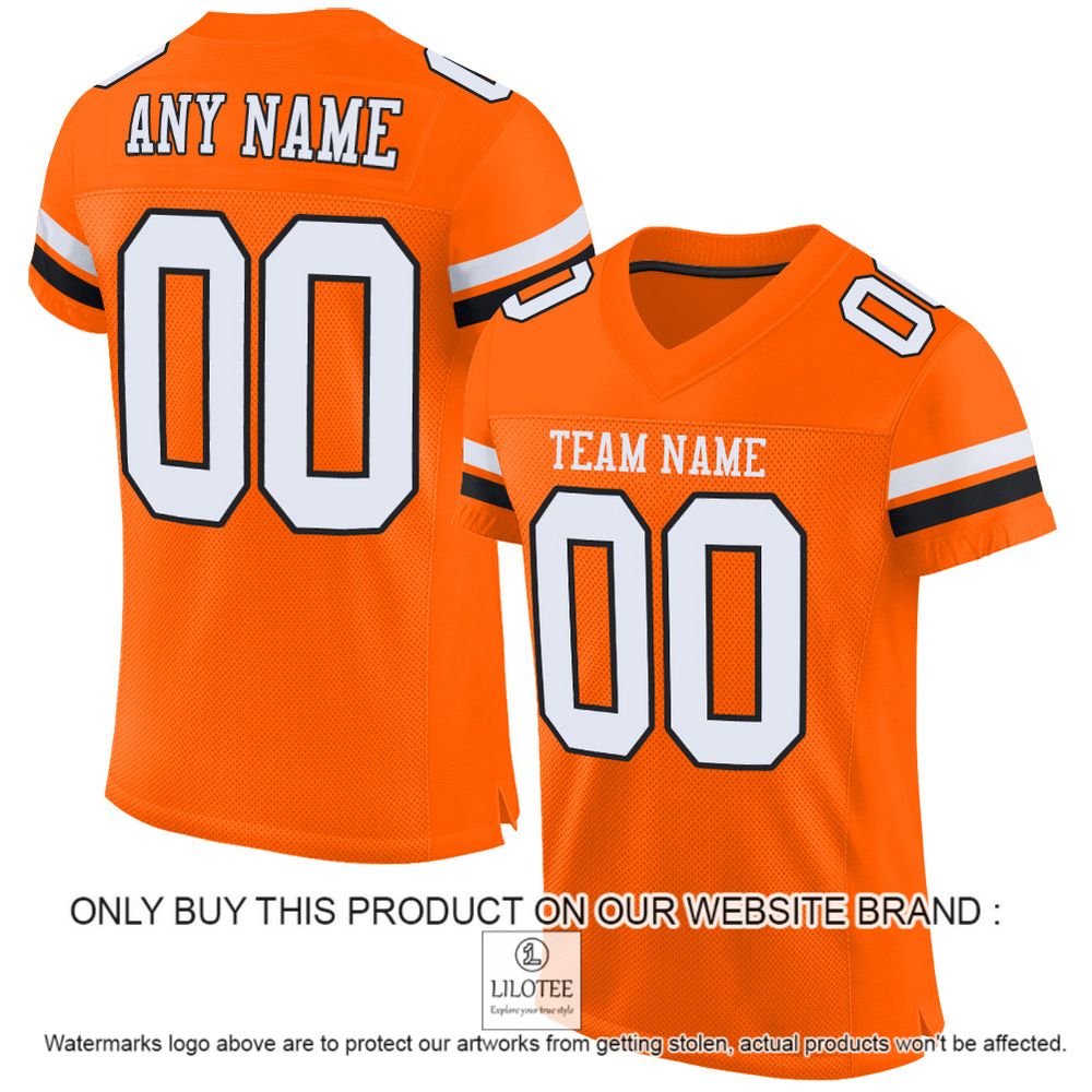 Orange White-Black Color Mesh Authentic Personalized Football Jersey - LIMITED EDITION 11