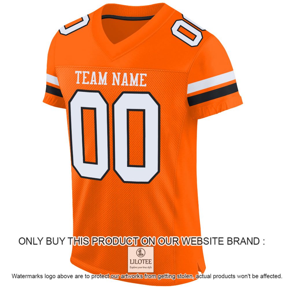 Alternative view of Orange White-Black Color Mesh Authentic Personalized Football Jersey - LIMITED EDITION