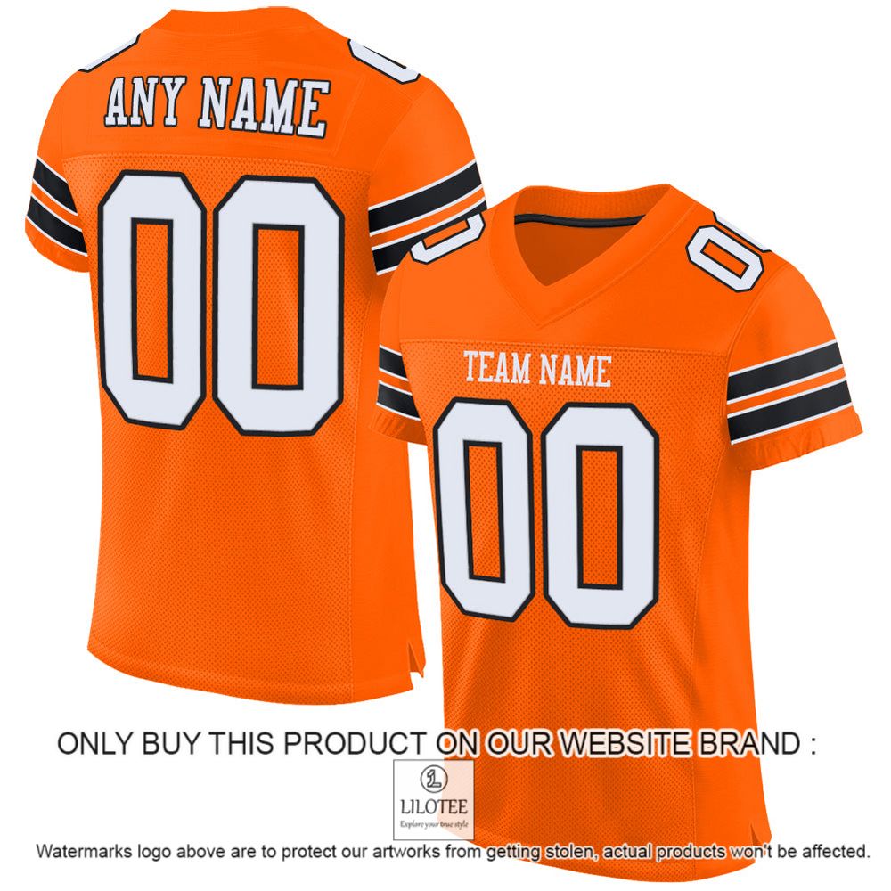 Orange White-Black Mesh Authentic Personalized Football Jersey - LIMITED EDITION 11