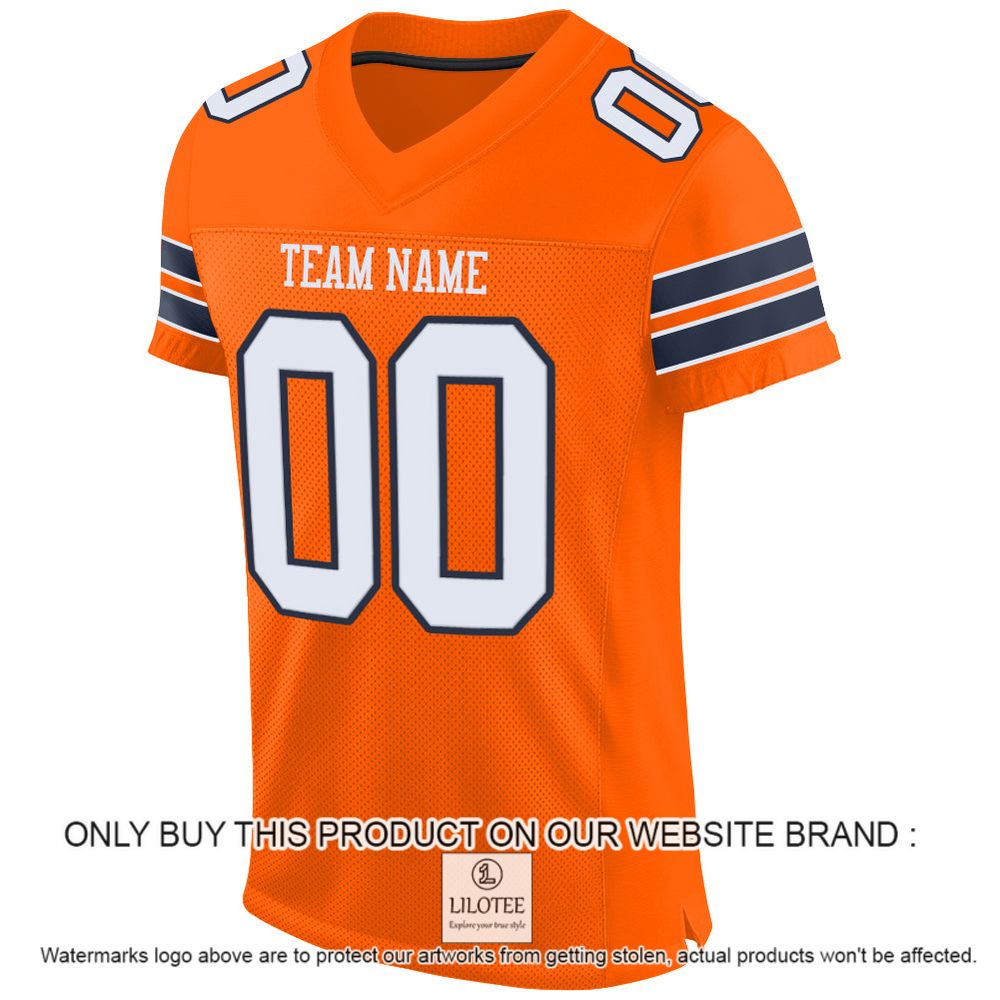 Alternative view of Orange White-Navy Color Mesh Authentic Personalized Football Jersey - LIMITED EDITION