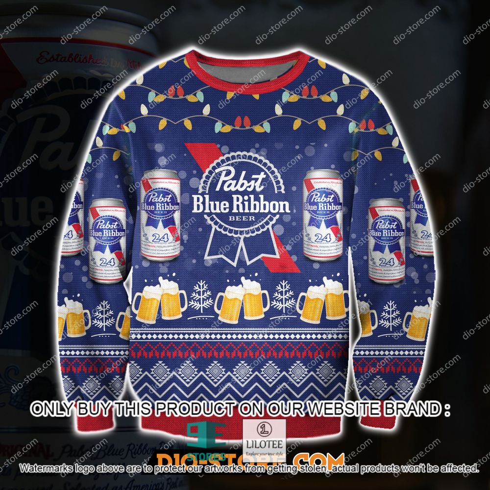 Pabst Blue Ribbon Beer Christmas Ugly Sweater - LIMITED EDITION 11