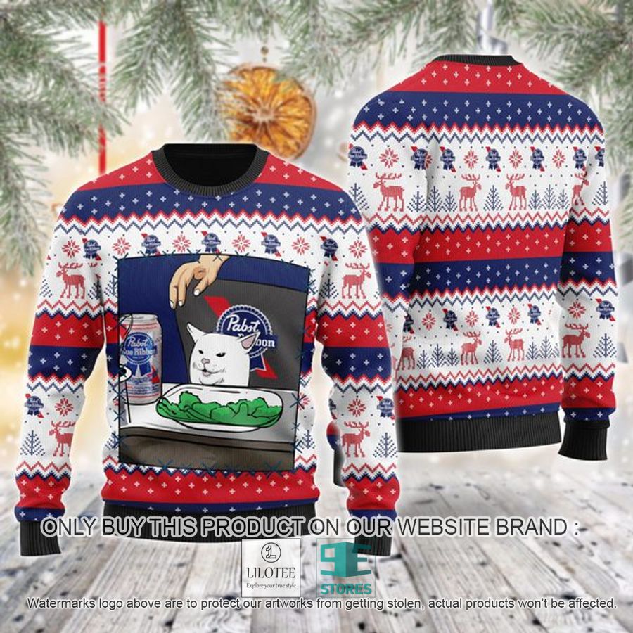 Pabst Blue Ribbon Cat Meme Ugly Christmas Sweater - LIMITED EDITION 8