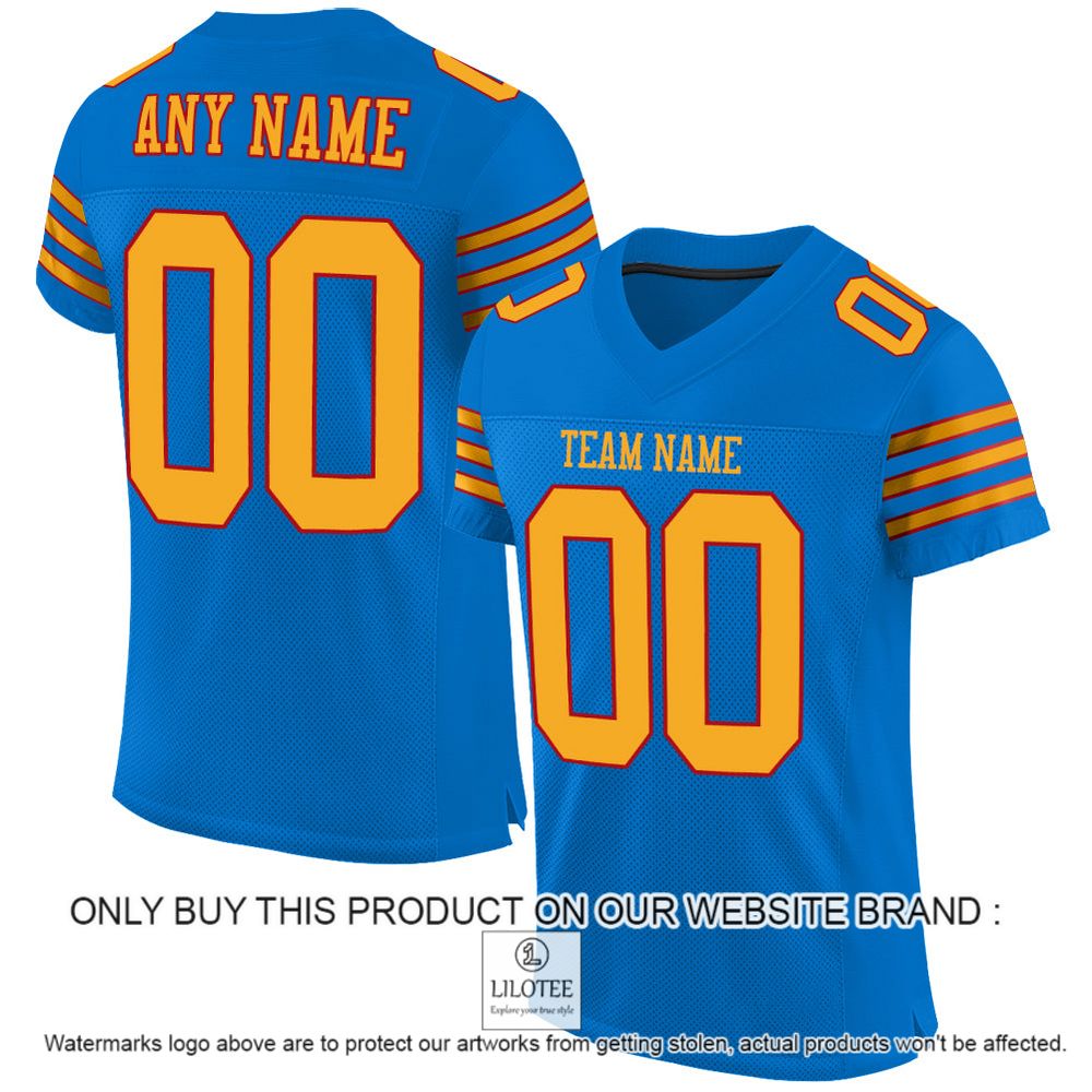 Panther Blue Gold-Red Mesh Authentic Personalized Football Jersey - LIMITED EDITION 11