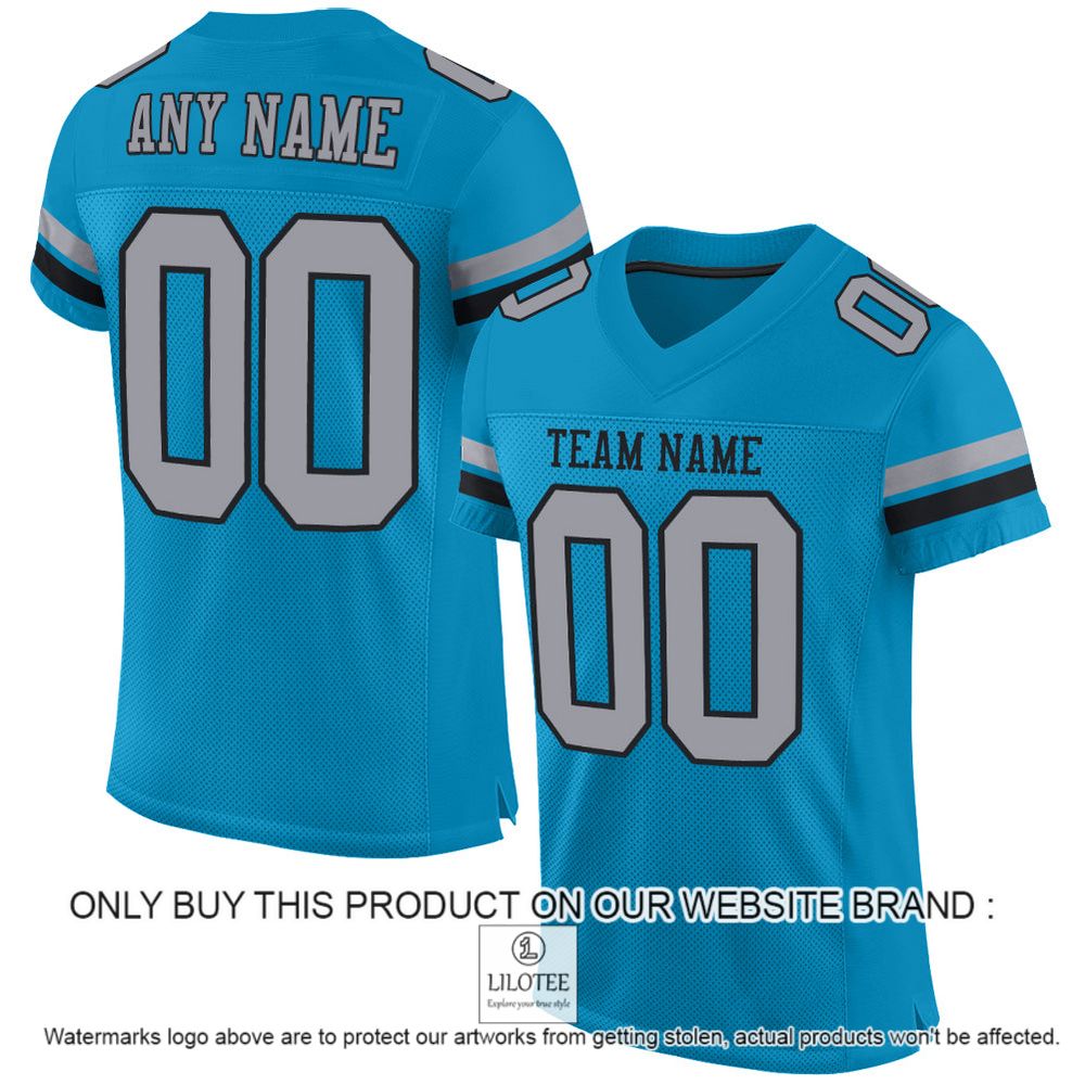 Panther Blue Light Gray-Black Colog Mesh Authentic Personalized Football Jersey - LIMITED EDITION 11
