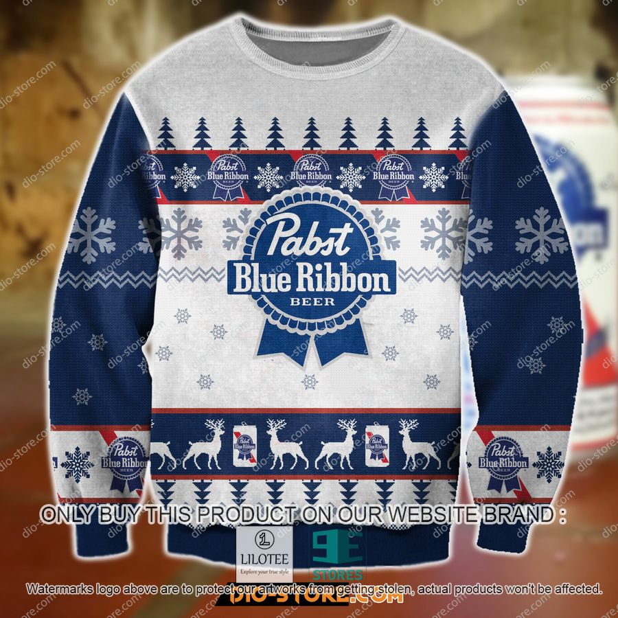 Past Blue Ribbon White Blue Knitted Wool Sweater - LIMITED EDITION 9