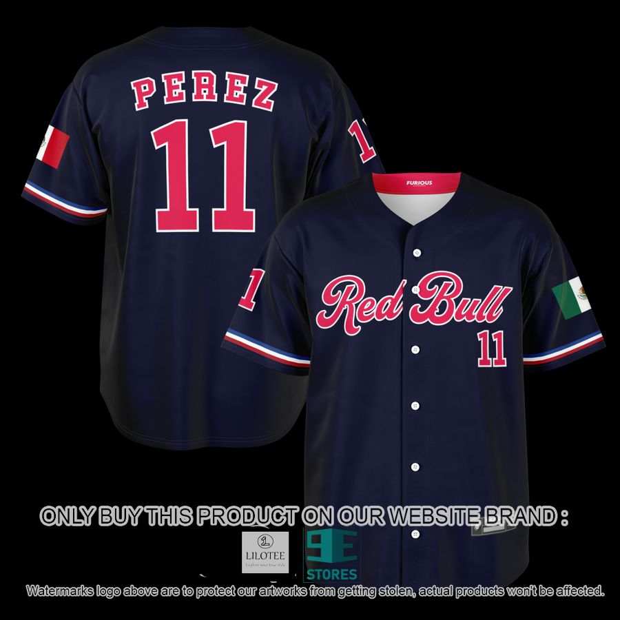 Perez Red Bull 11 Navy Baseball Jersey 13