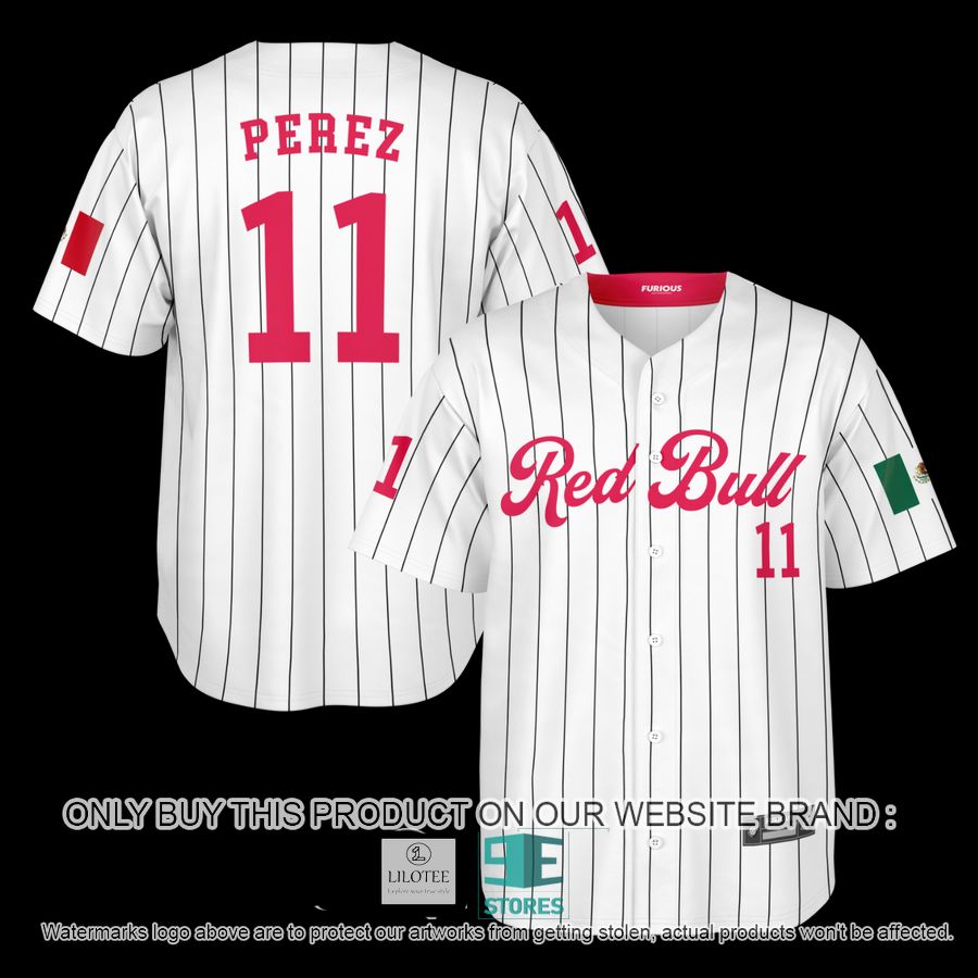 Perez Red Bull 11 White Baseball Jersey 13