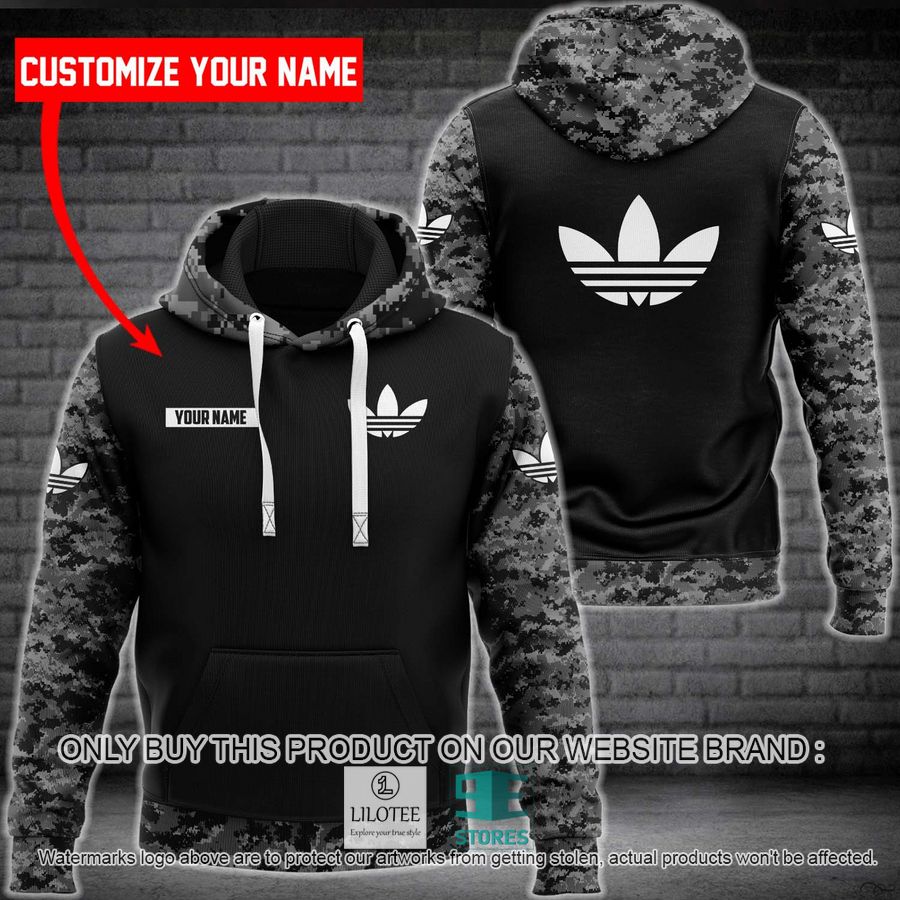 Personalized Adidas black camo 3D Hoodie - LIMITED EDITION 9