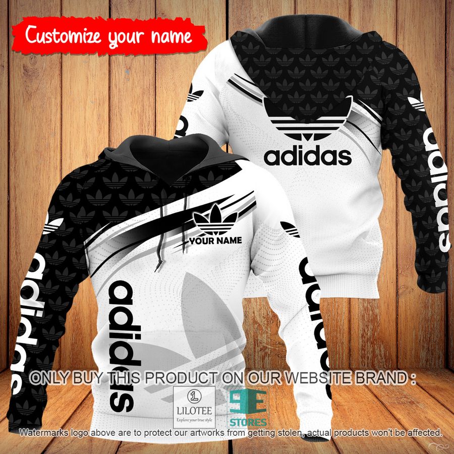 Personalized Adidas logo pattern white black 3D Hoodie - LIMITED EDITION 8