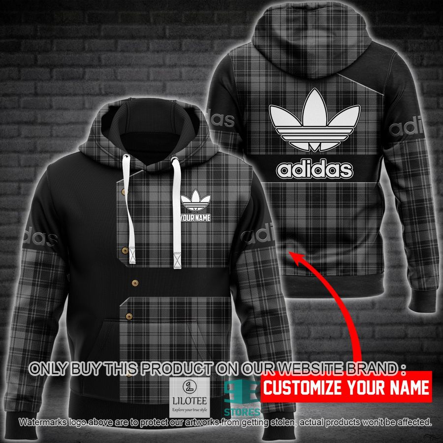 Personalized Adidas plaid black 3D Hoodie - LIMITED EDITION 9