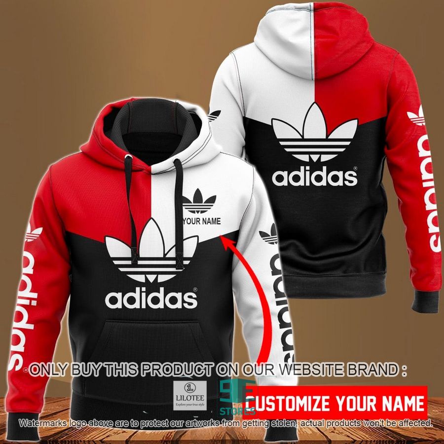 Personalized Adidas Red Black 3D All Over Print Hoodie 9