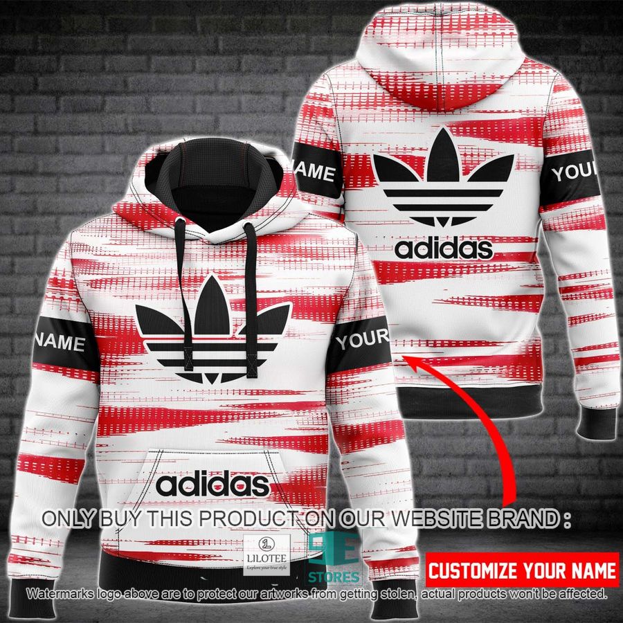 Personalized Adidas Red White 3D All Over Print Hoodie 8
