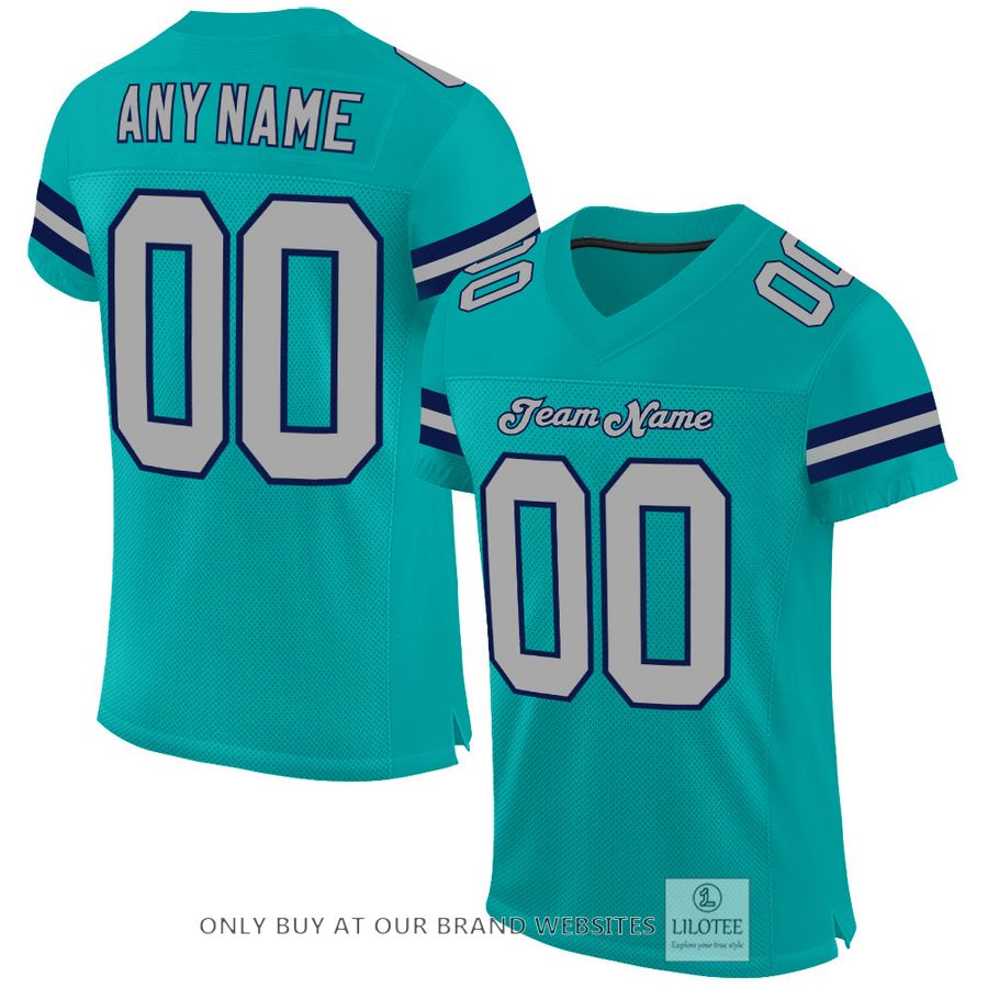 Personalized Aqua Gray-Navy Football Jersey - LIMITED EDITION 17