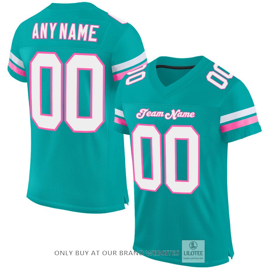 Personalized Aqua White-Pink Football Jersey - LIMITED EDITION 16