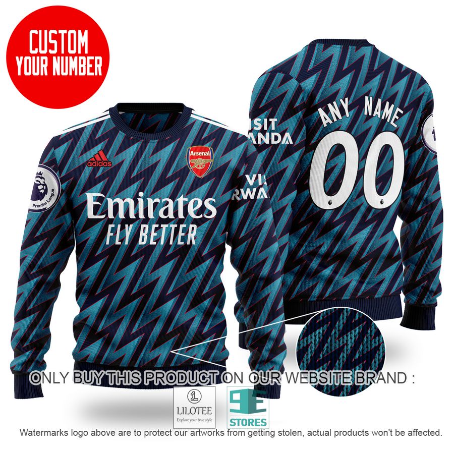 Personalized Arsenal FC Adidas Emirates Fly Better lightning pattern Ugly Christmas Sweater - LIMITED EDITION 9