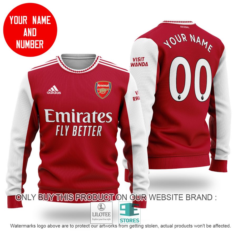 Personalized Arsenal FC Emirates Fly Better Adidas red white Ugly Christmas Sweater - LIMITED EDITION 8