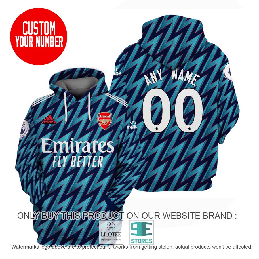 Personalized Arsenal FC logo Adidas blue lightning pattern 3D Shirt, Hoodie - LIMITED EDITION 16