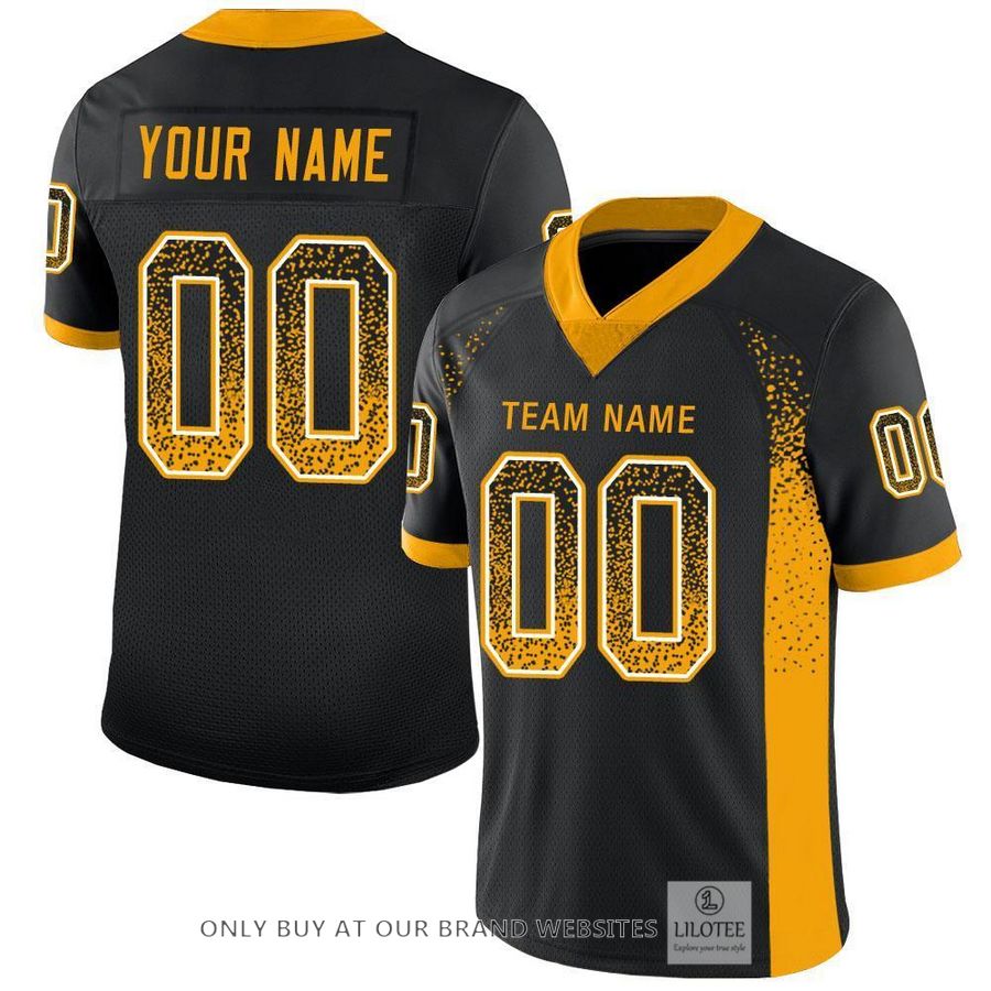 Personalized Black Gold White Mesh Drift Football Jersey - LIMITED EDITION 4