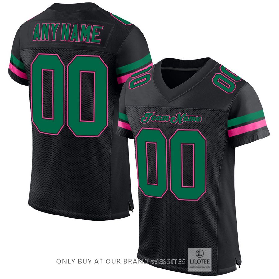 Personalized Black Kelly Green-Pink Football Jersey - LIMITED EDITION 17