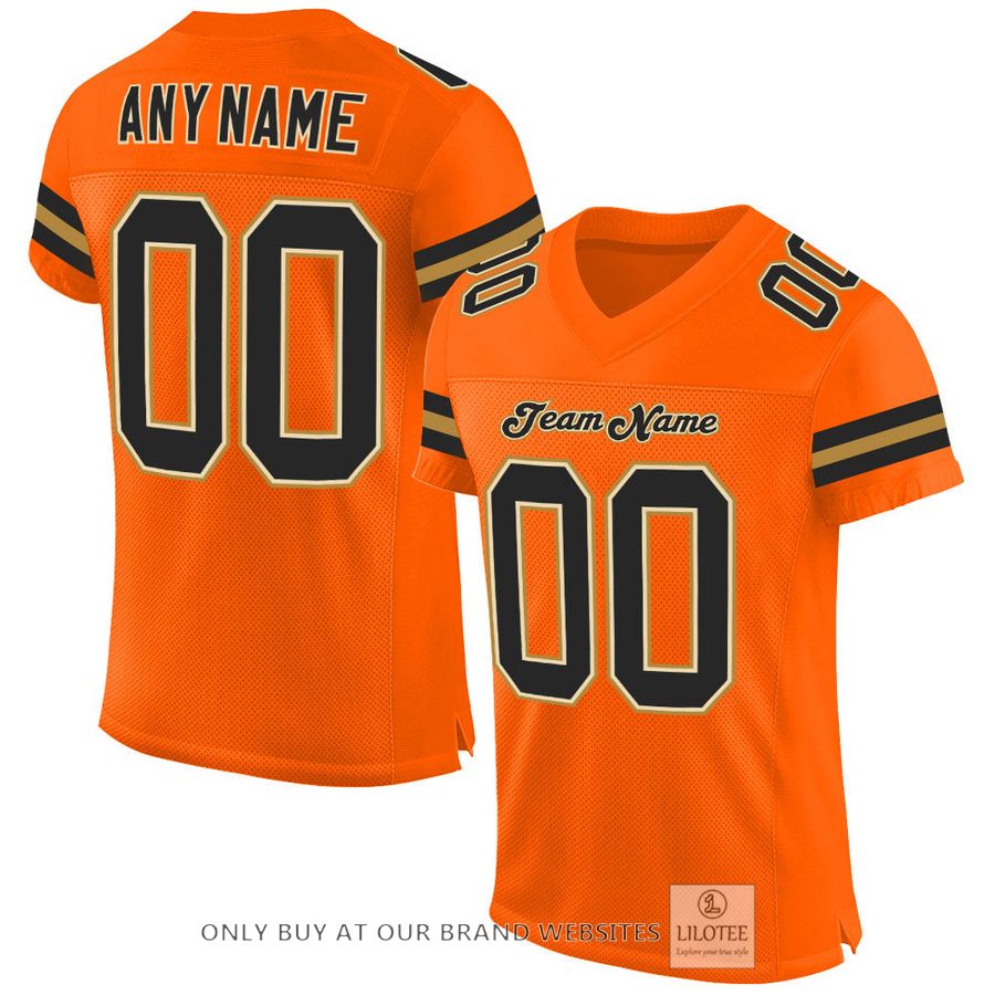 Personalized Black-Old Gold Orange Football Jersey - LIMITED EDITION 32