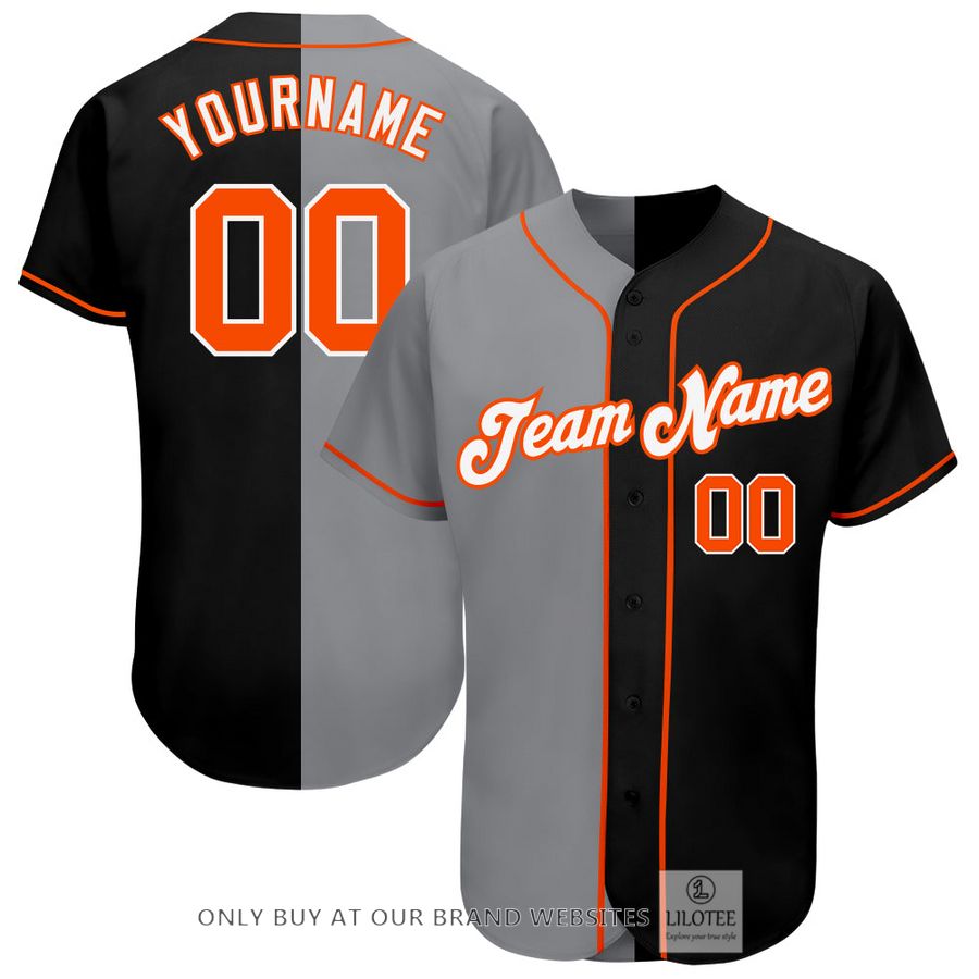 Personalized Black Orange Gray Split Baseball Jersey - LIMITED EDITION 7