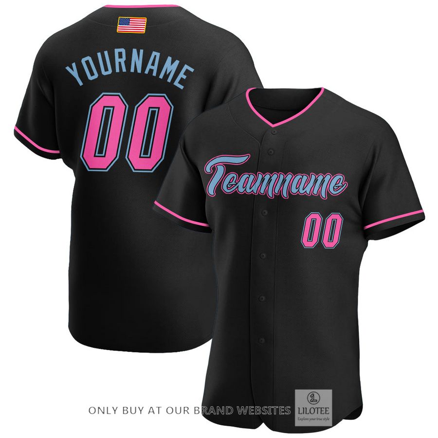 Personalized Black Pink Light Blue American Flag Baseball Jersey - LIMITED EDITION 7