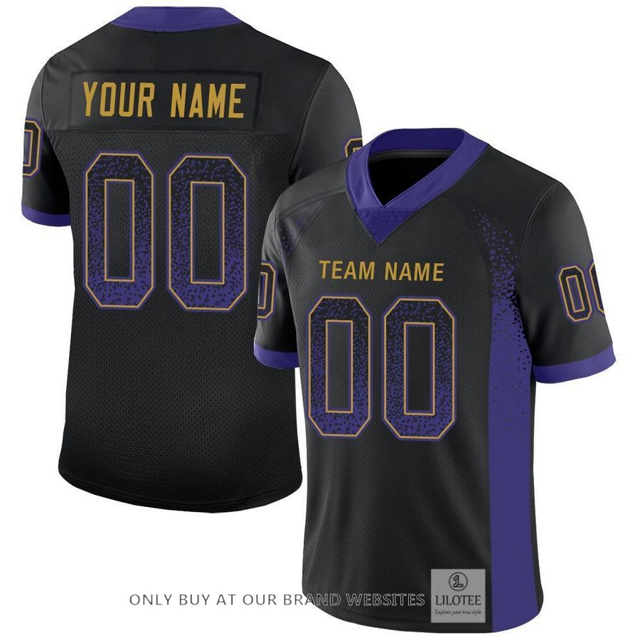 Personalized Black Purple Old Gold Mesh Drift Football Jersey - LIMITED EDITION 5