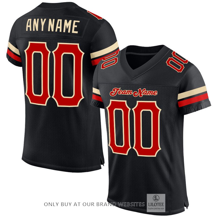 Personalized Black Red-Cream Football Jersey - LIMITED EDITION 16